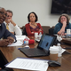 Journalists listen to State Department briefers. (Doualy Xaykaothao)
